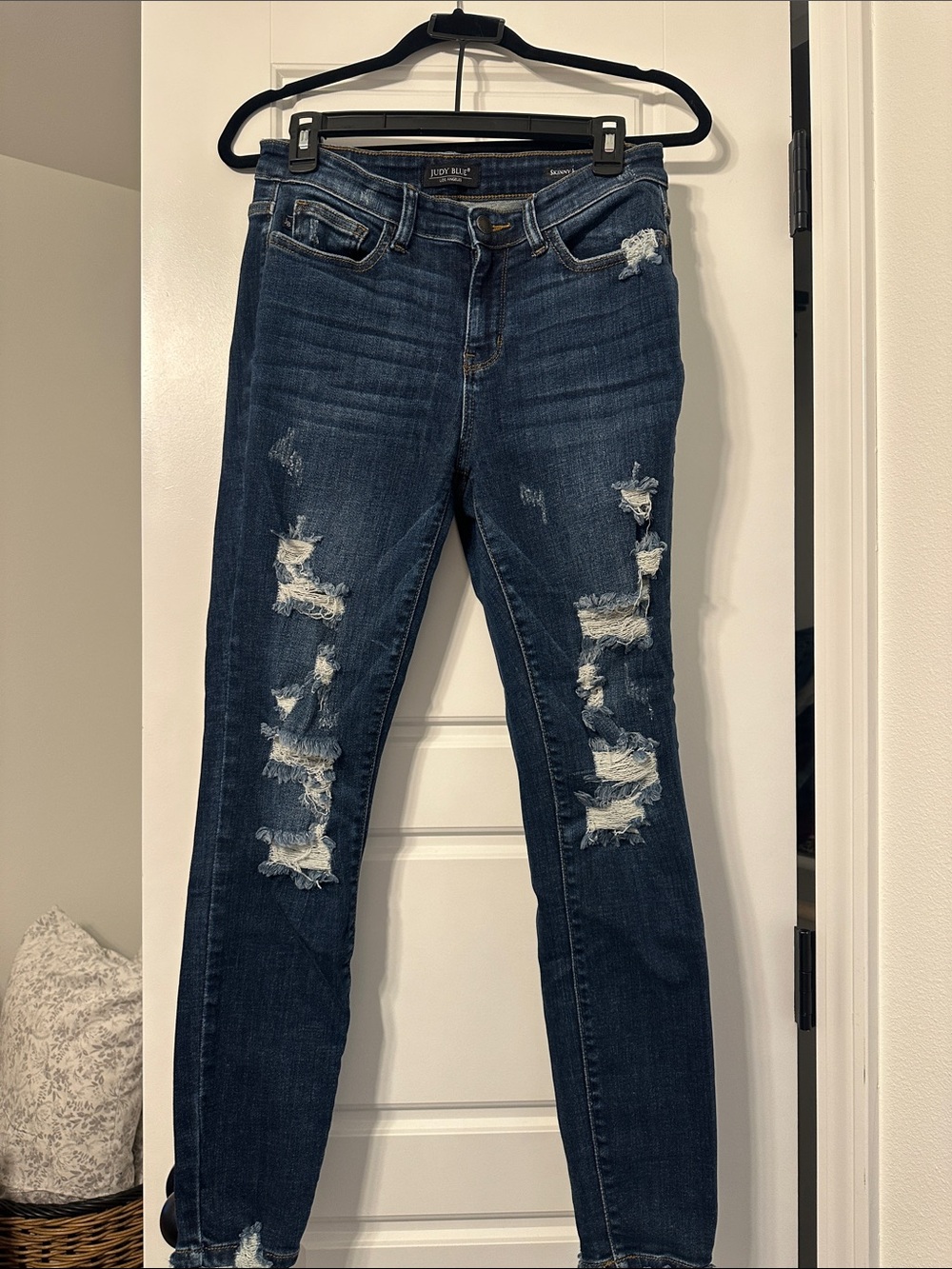 Judy Blue Indigo Skinny Jeans with Contrast Stitching